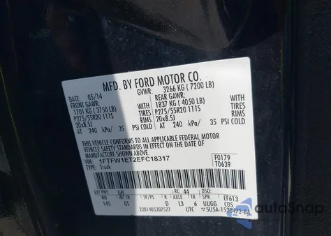 2014 Ford F-150 Xlt from USA, damaged, VIN 1FTFW1ET2EFC18317